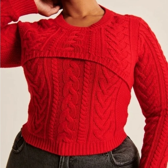 Abercrombie Cable Sweater Shrug Set in Red | size small - Picture 6 of 8
